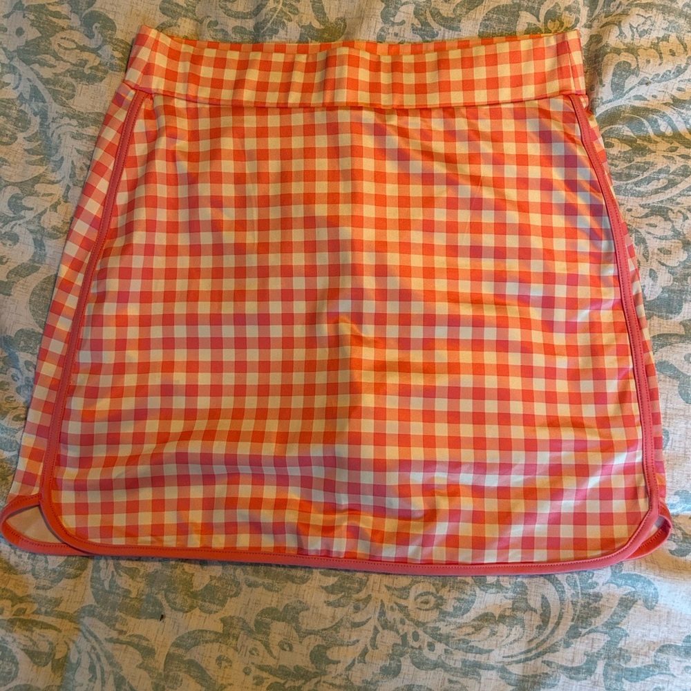 J.Crew Pink and White Gingham Athletic Skirt